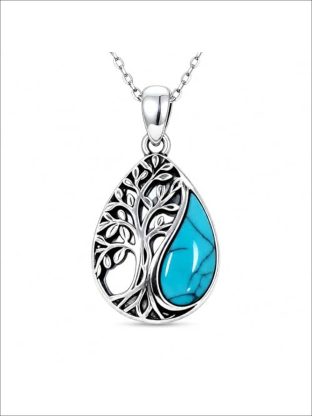 Handmade 925 Silver Turquoise Pendant Necklace Vintage Filigree